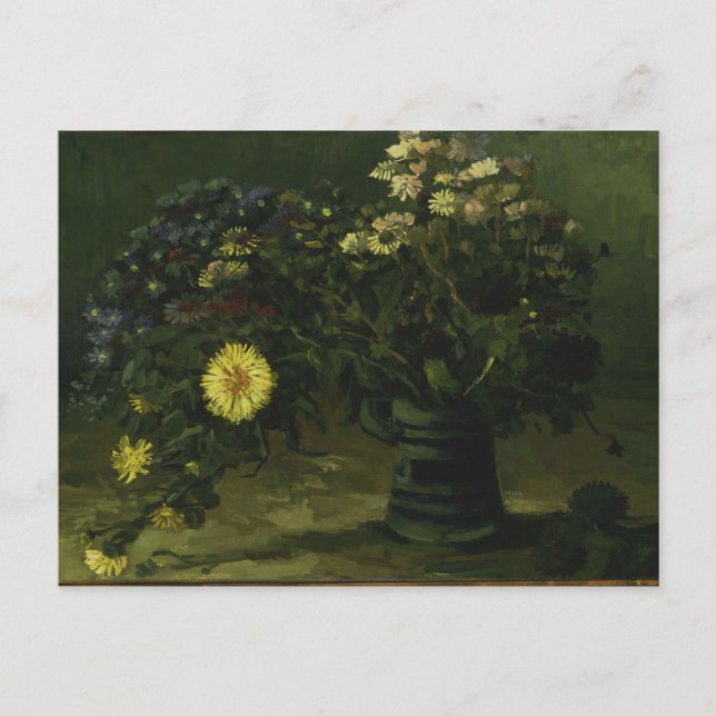 Postal Jarrón con margaritas de Vincent Van Gogh (Anverso)