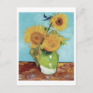Postal Jarrón con tres girasoles de Vincent van Gogh