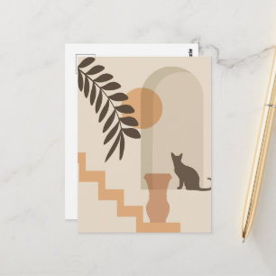 Postal Jarrón de hoja de escalera Gato, Arte geométrico a