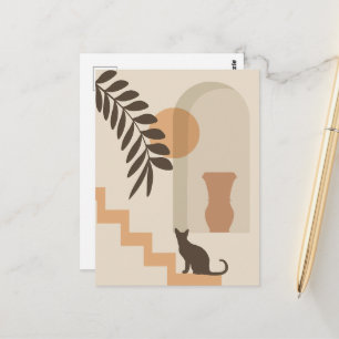 Postal Jarrón de hoja de escalera Gato, Arte geométrico a