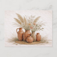 Jarrón de terracota boho con flores de hierba de P