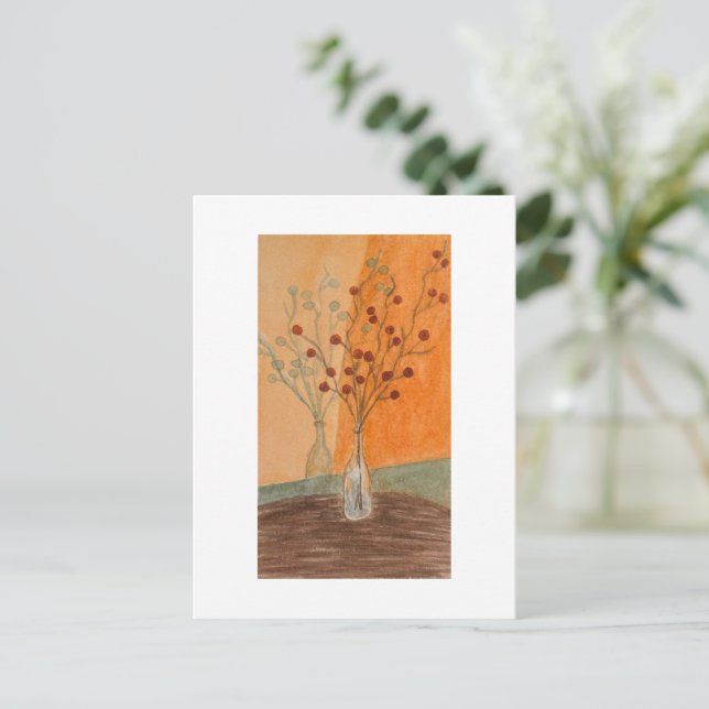 Postal jarrón de vidrio tema naranja (Anverso de pie)