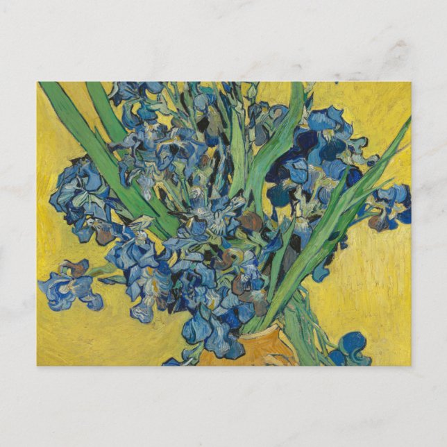 Postal Jarrón Van Gogh con Iris Clasicismo Impresionista (Anverso)