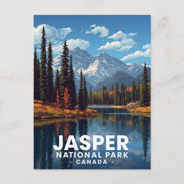 Postal Jasper National Park Mountains Lake View (Anverso)