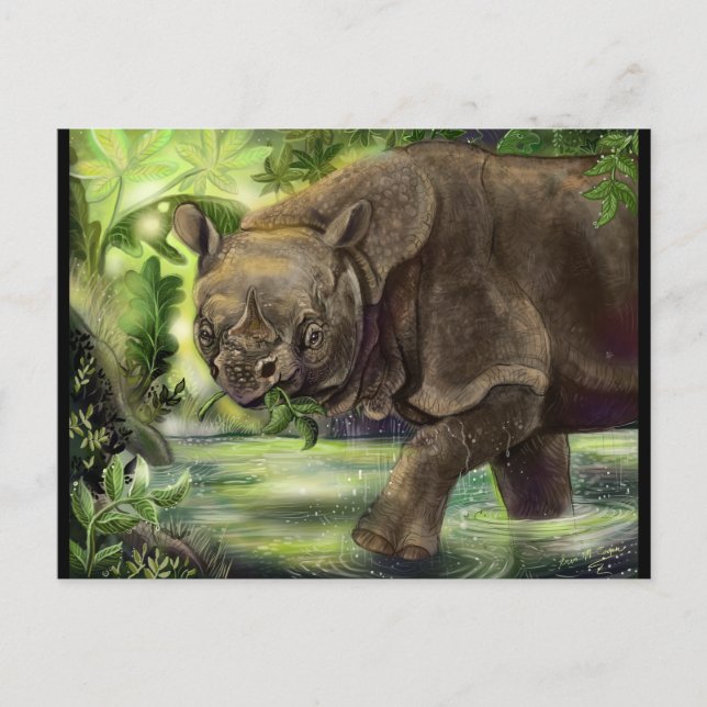Postal Javan Rhino Art (Anverso)
