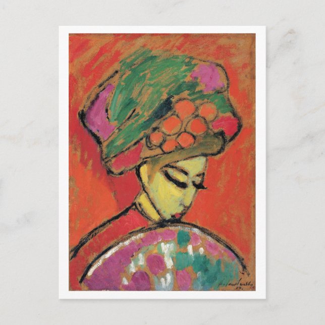Postal Jawlensky Chica joven con Bella Artes Gorra florid (Anverso)
