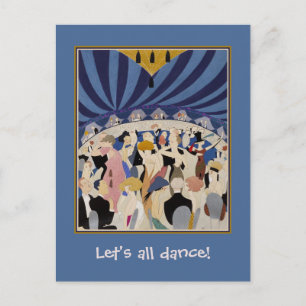 Postal Jazz Age Art Deco Las parejas bailando bailan arte