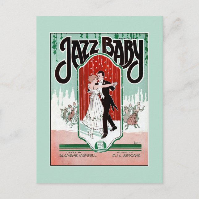 Postal Jazz Baby 1920: portada de partituras de jazz de l (Anverso)