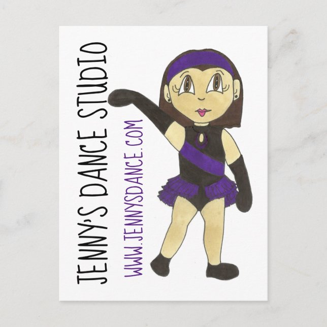Postal Jazz Dancer Personalizado Dance Studio School Prof (Anverso)