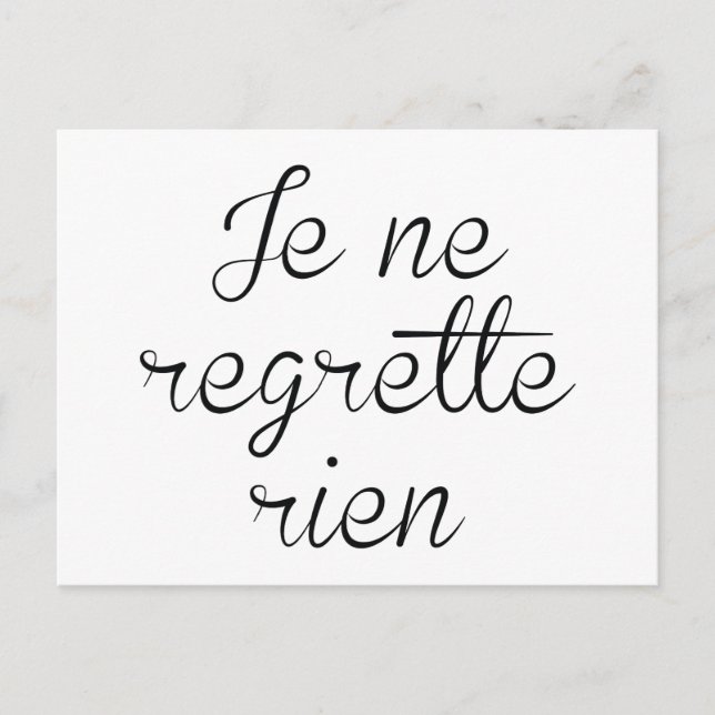 Postal Je Ne Regrette Rien (Anverso)