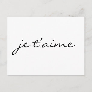 Postal Je t’aime Te amo en Moda francesa Blanco y negro