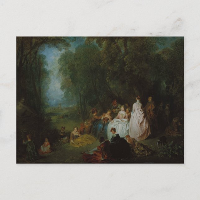 Postal Jean-Antoine Watteau - Reunión Pastoral (Anverso)