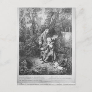 Postal Jean Antoine Watteau y su amigo Monsieur