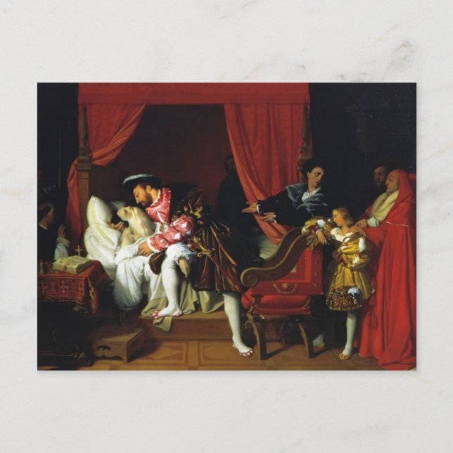 Postal Jean Auguste Ingres - Muerte de Leonardo da Vinci (Anverso)