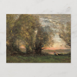 Postal Jean-Baptiste-Camille Corot - El pescador