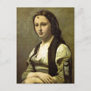 Postal Jean-Baptiste-Camille Corot La mujer con perla