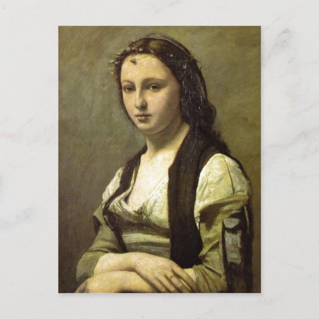 Postal Jean-Baptiste-Camille Corot La mujer con perla (Anverso)