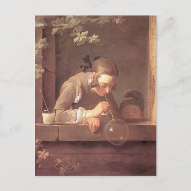 Postal Jean-Baptiste-Simeon Chardin- Bubbles de jabón (Anverso)