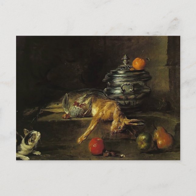 Postal Jean-Baptiste-Simeon Chardin- El tureen plateado (Anverso)