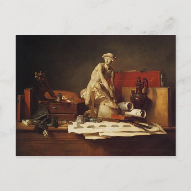 Postal Jean-Baptiste-Simeon Chardin-Los atributos del art (Anverso)