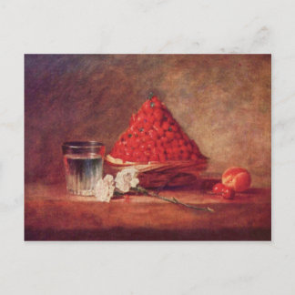 Postal Jean Chardin - La cesta de fresas