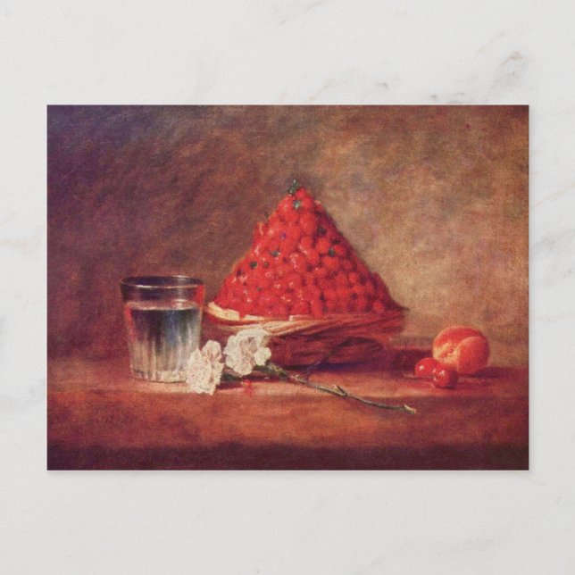 Postal Jean Chardin - La cesta de fresas (Anverso)