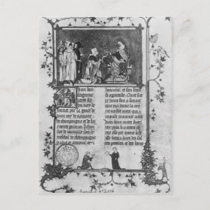 Postal Jean de Joinville ofreciendo su libro sobre St. Lo