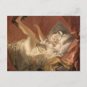 Postal Jean Fragonard - Joven jugando con un perro