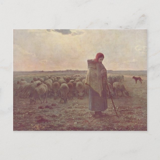 Postal Jean-Francois Millet-Shepherdess (Anverso)