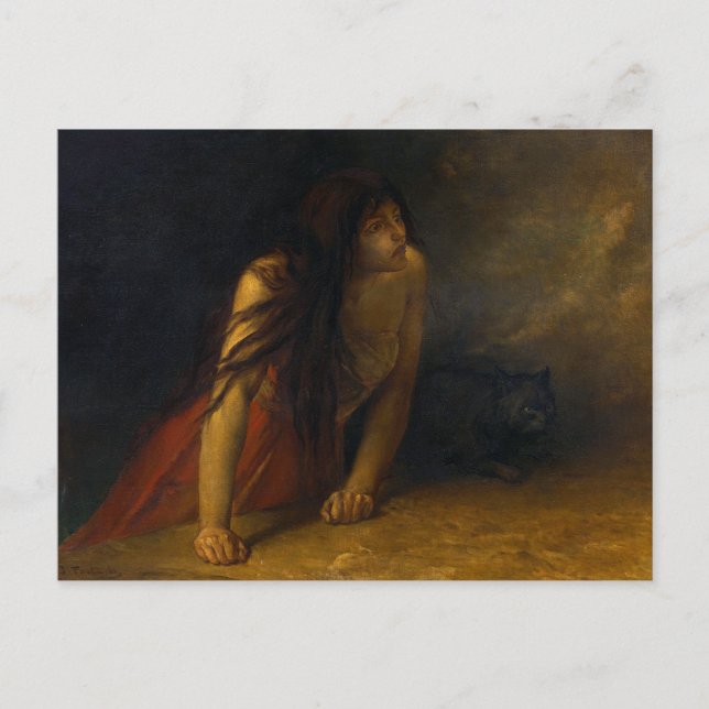 Postal Jean-Francois Portaels El Arte De La Bruja (Anverso)