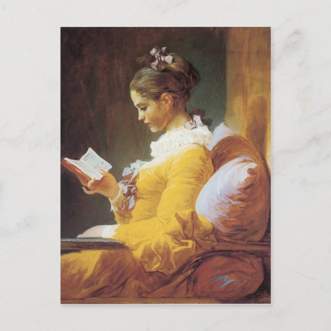 Postal Jean Honore Fraggonard Un Joven Chica Leyendo 1776 (Anverso)