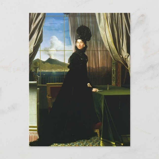 Postal Jean Ingres-Caroline Murat, Reina de Nápoles (Anverso)