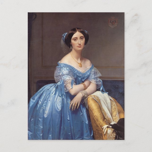 Postal Jean Ingres - Retrato de la Princesa de Broglie (Anverso)