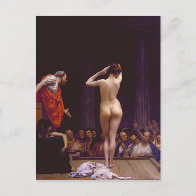 Postal Jean Leon Gerome vende esclavos en Roma (Anverso)