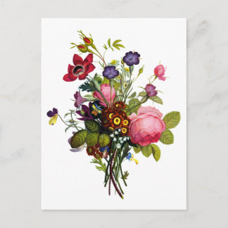 Postal Jean Louis Prevost Rosas y Pansy Bouquet