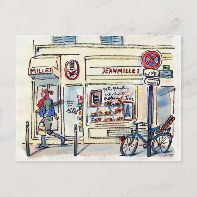 Postal Jean Millet Patisserie Paris por Carol Gillott (Anverso)