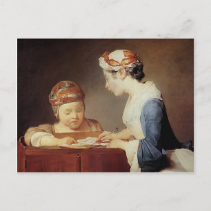 Postal Jean-Simeon Chardin- La joven maestra