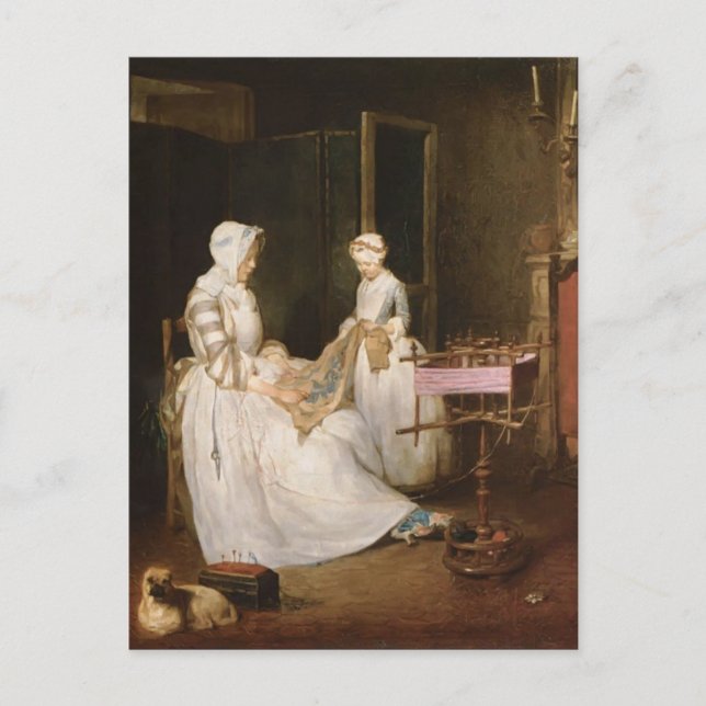 Postal Jean-Simeon Chardin - La madre trabajadora y dura (Anverso)