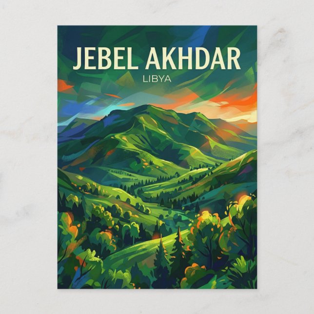 Postal Jebel Akhdar, Montañas Verdes Libia (Anverso)