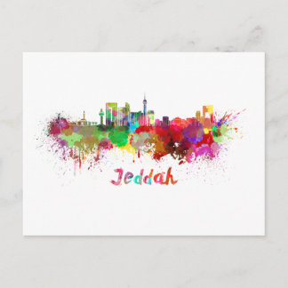 Postal Jeddah skyline in watercolor