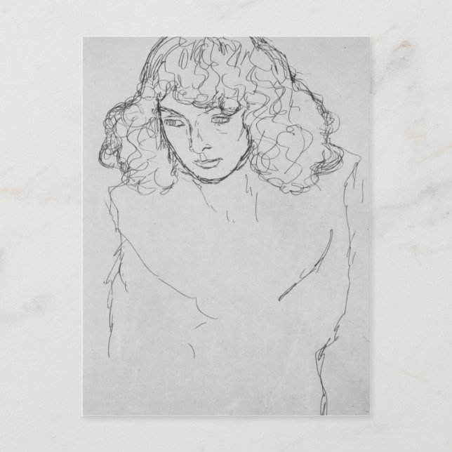 Postal Jefe de chicas por Gustav Klimt (Anverso)