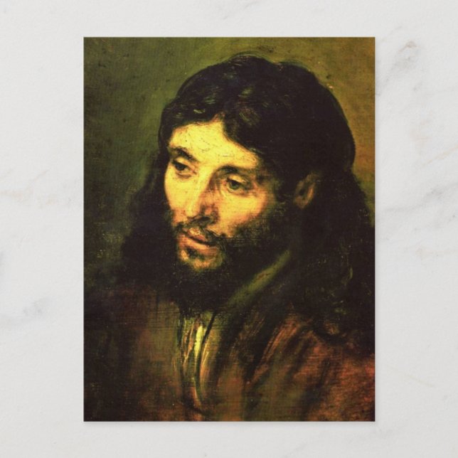 Postal Jefe de Jesús por Rembrandt (Anverso)