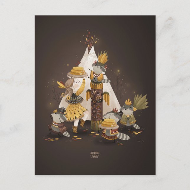 Postal Jefe de maíz amarillo por Alexandra Dikaia (Anverso)