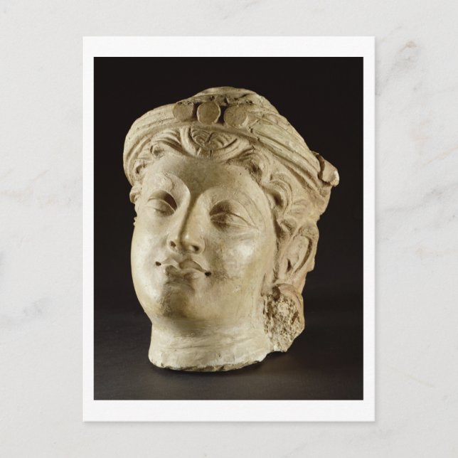 Postal Jefe de Stucco, Gandhara, siglo IV d.C. (Anverso)