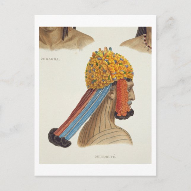 Postal Jefe de un hombre de la tribu Mundrucu, de 'Trave. (Anverso)