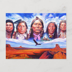 Postal jefes indígenas de américa nativa