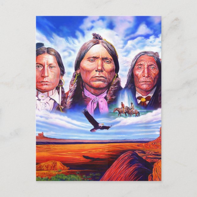 Postal jefes indígenas de américa nativa (Anverso)