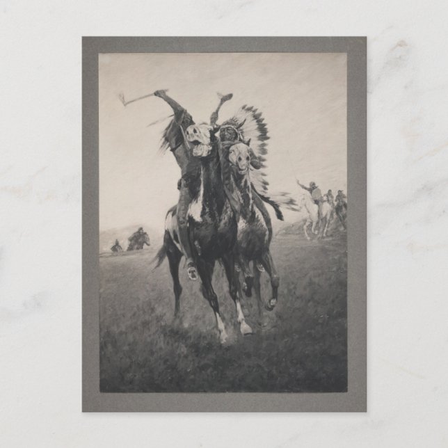 Postal JEFES indios, impresión fotomecánica, cosecha (Anverso)