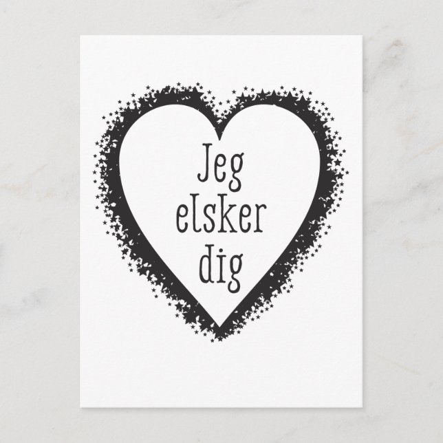 Postal Jeg elsker dig , te amo en danés (Anverso)