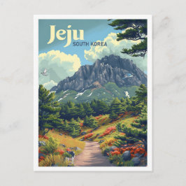 Postal Jeju Ilustracion de viajes de arte vintage de Core